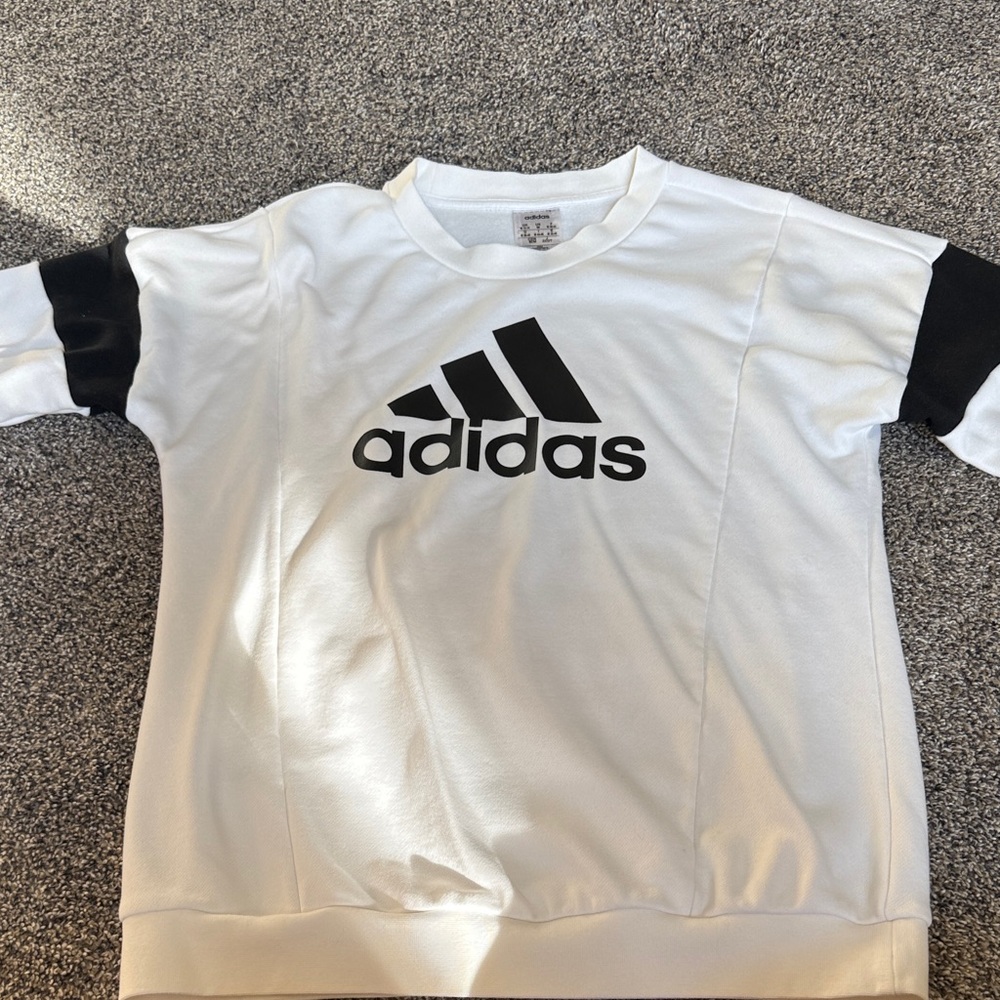Adidas White Sweatshirt with Black Logo